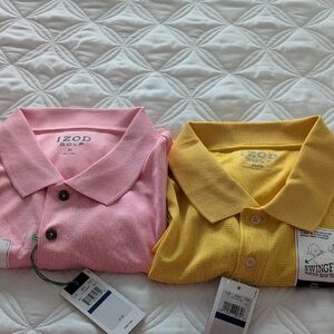 IZOD Mens Pink and Yellow Polo Shirts